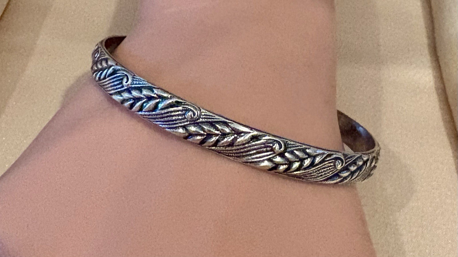 VINTAGE DECO DANECRAFT FO WHEAT STERLING 925 BANGLE BRACELET