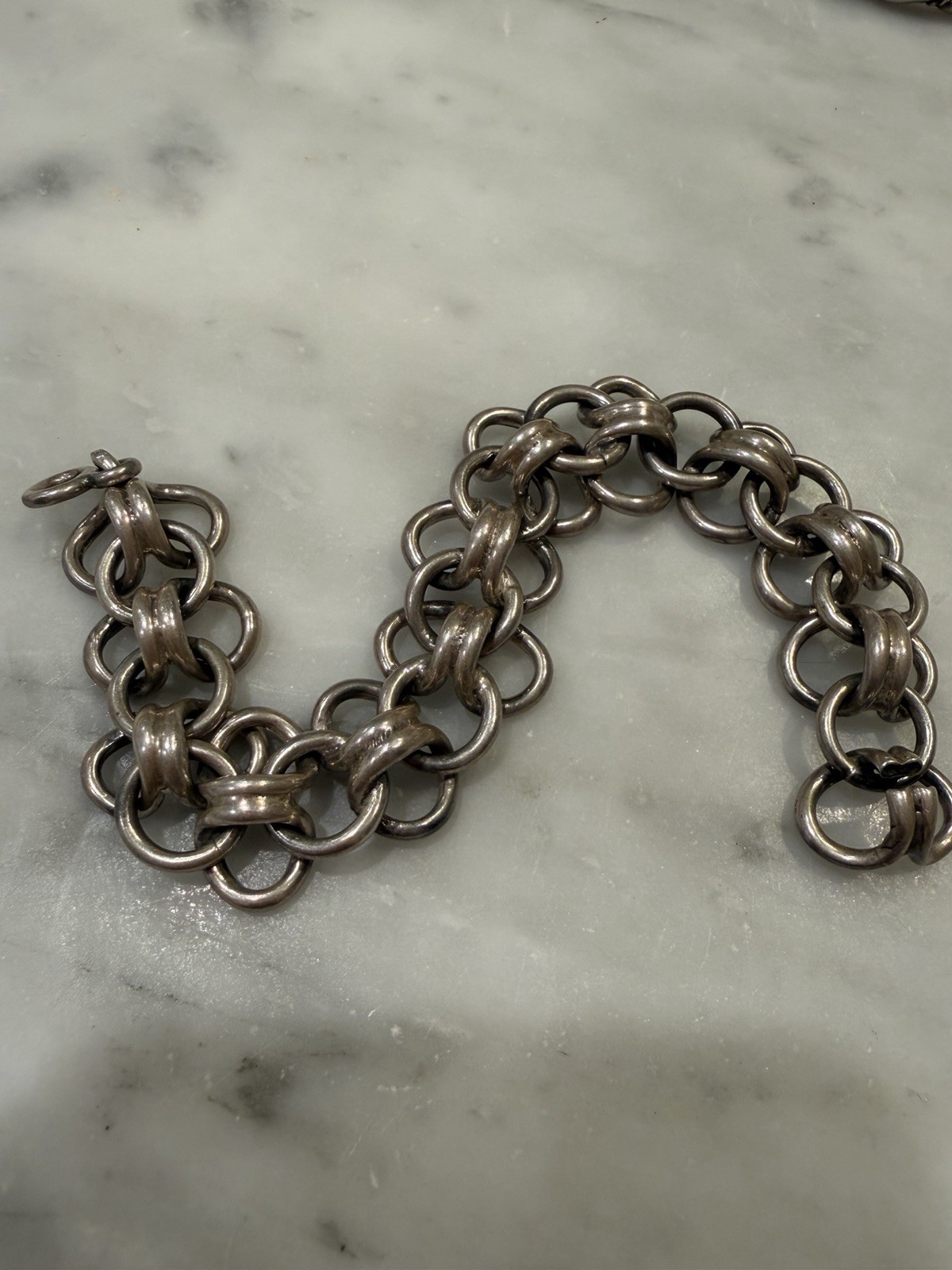 VINTAGE TAXCO MEXICO 925 STERLING SILVER FANCY WOVEN LINK BRACELET