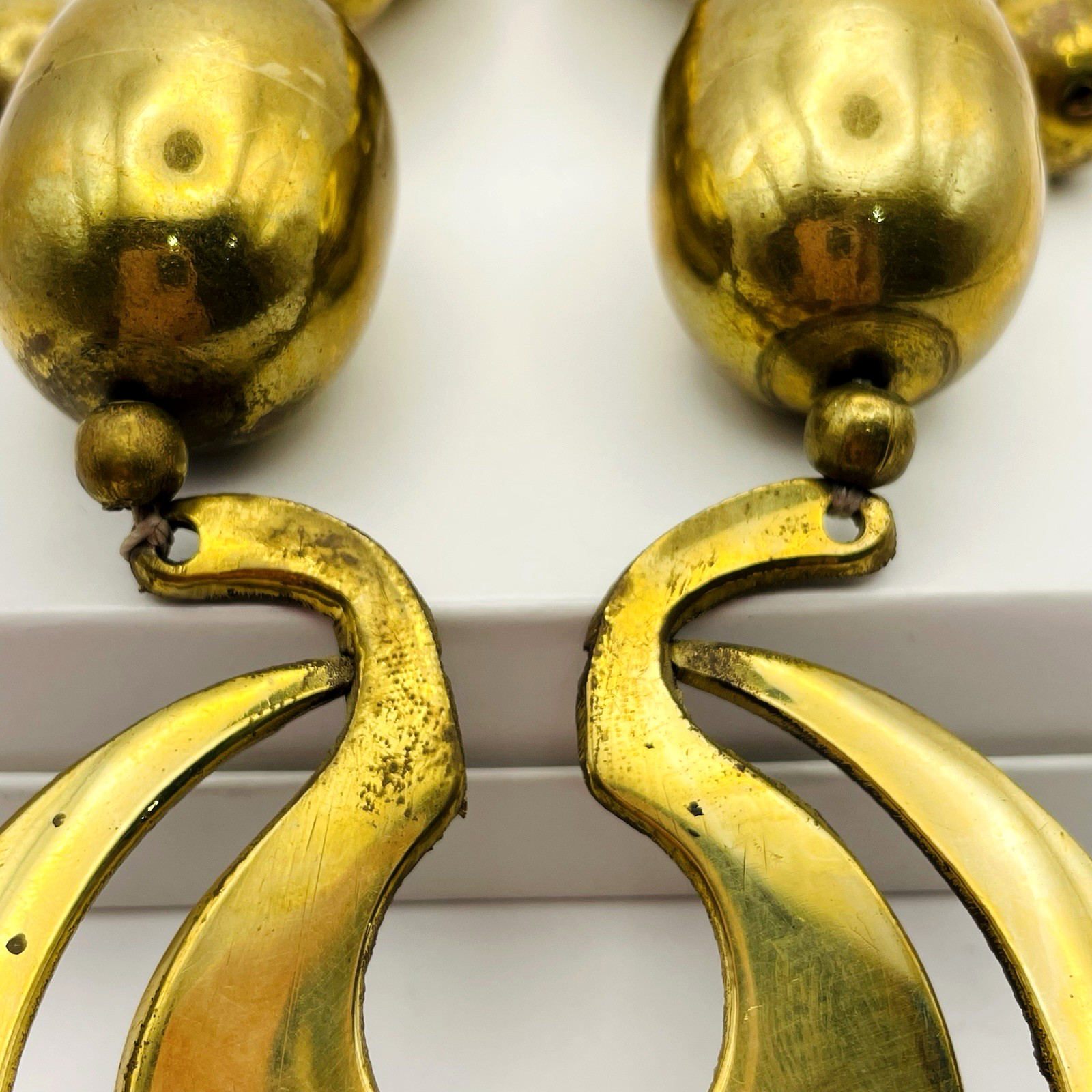 Vintage Artisan Statement Brass Made in India Necklace and Earrings