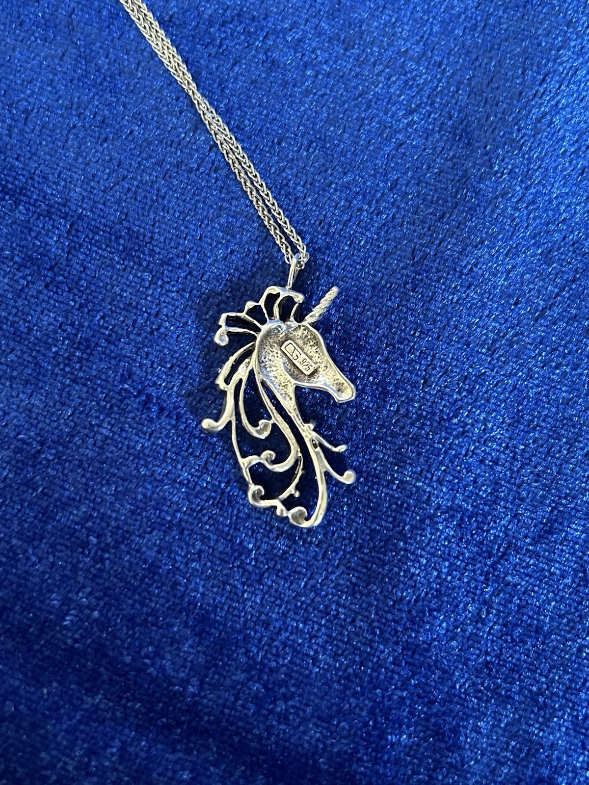 Vintage Sterling Silver Unicorn Pendant Necklace Nice Quality Pretty