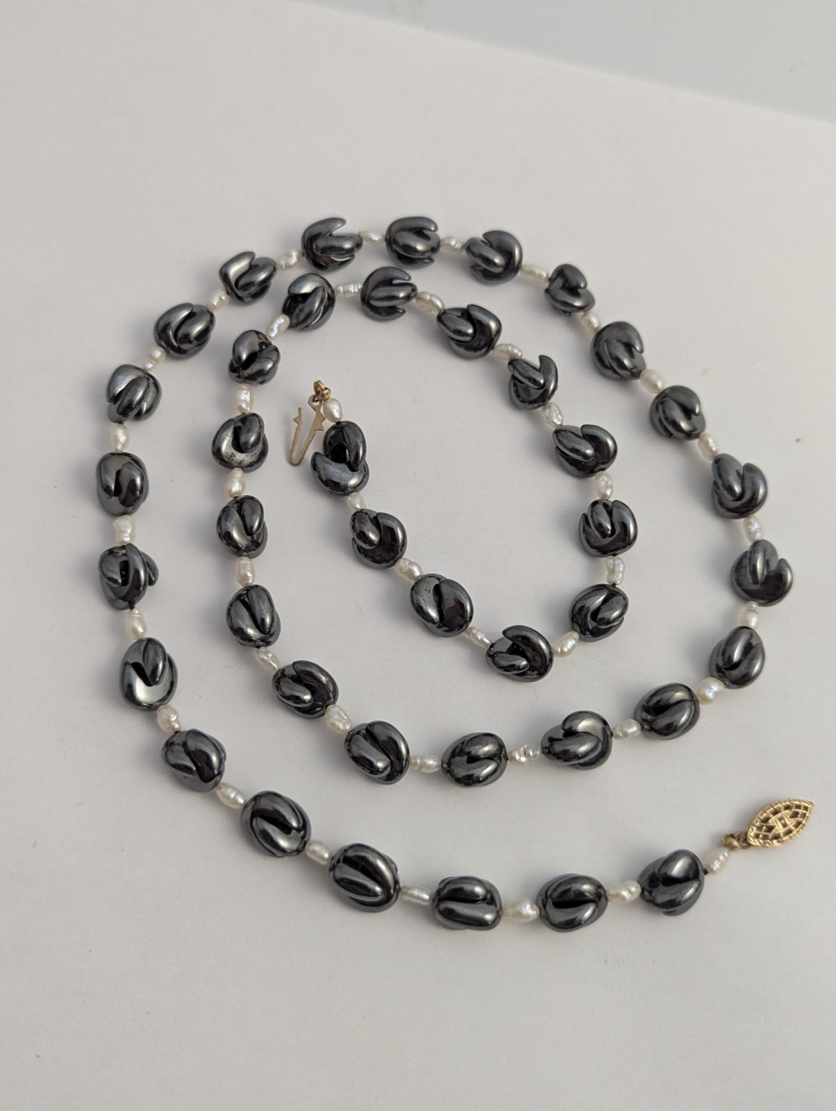 Vtg Handmade Necklace Lot Hematite Pearl Carnelian Garnet Beads Gold Filled