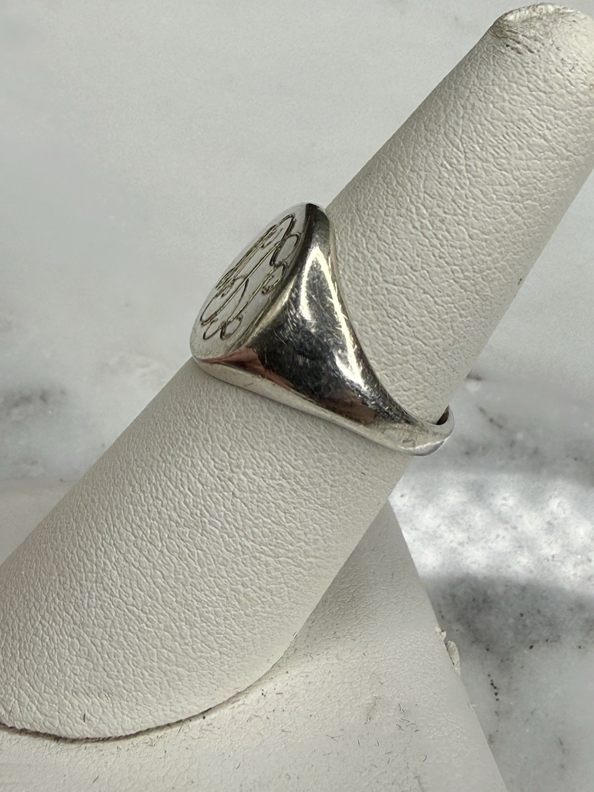 925 Sterling Silver Vintage Engraved Monogram Signet Ring Size 7
