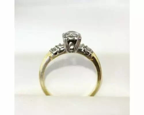 Art Deco Style Vintage Round Cut Lab Created Diamond 14K Gold FN Engagement Ring
