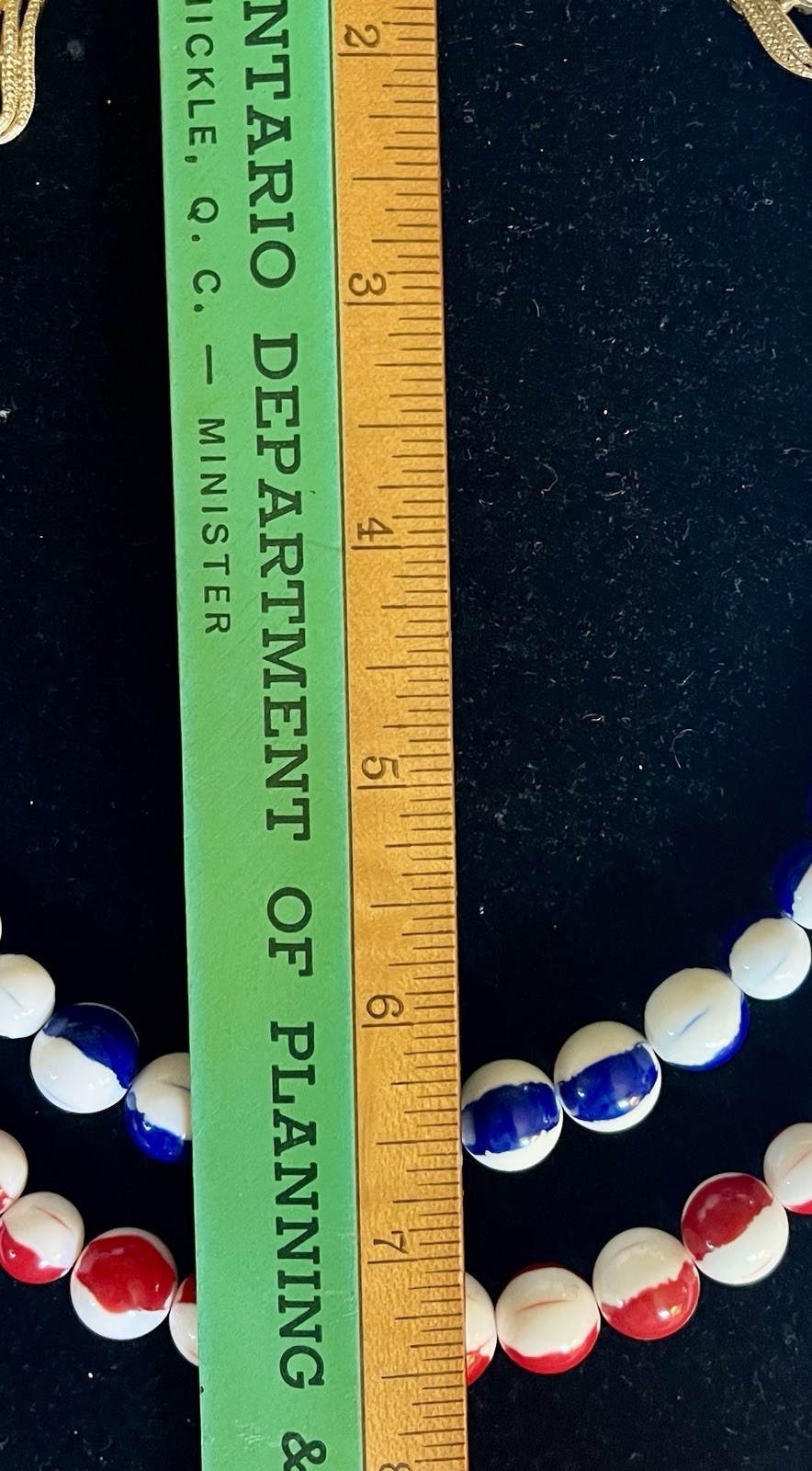 RARE Vntg Signed FLORENZA Red White & Blue Patriotic Enamel DBL Strand Necklace