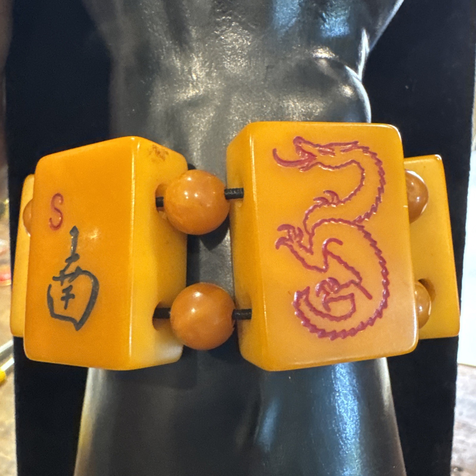 Authentic Bakelite MahJong Butterscotch Bracelet Handcrafted collectible