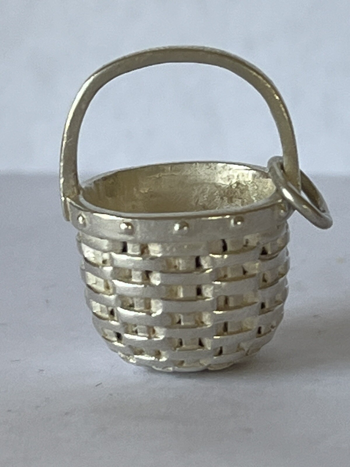 Sterling Silver Brown County Apple Basket Charm For Bracelet or Pendant