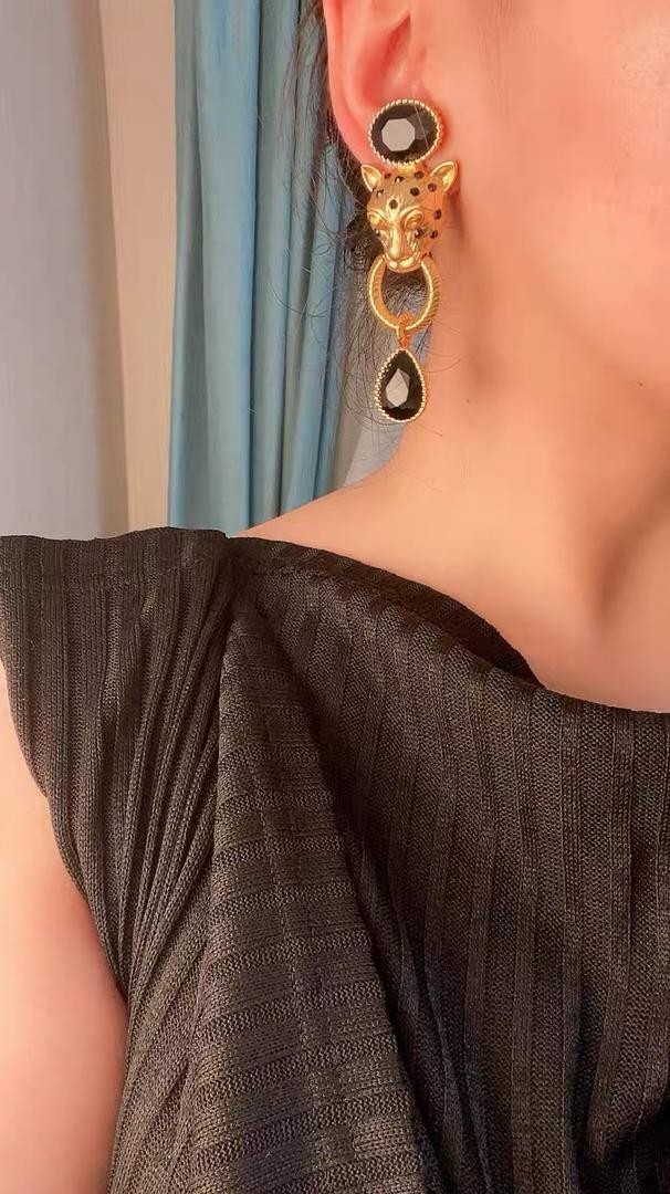 Leopard Embossed Vintage Antique Earrings
