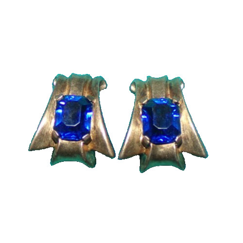 RARE—CROWN TRIFARI STERLING signed earrings with gorgeous blue stones-OMG!!