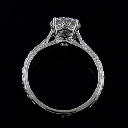 1.55 Ct White Round Cut Simulated Diamond Art Deco Antique Sterling Silver Ring