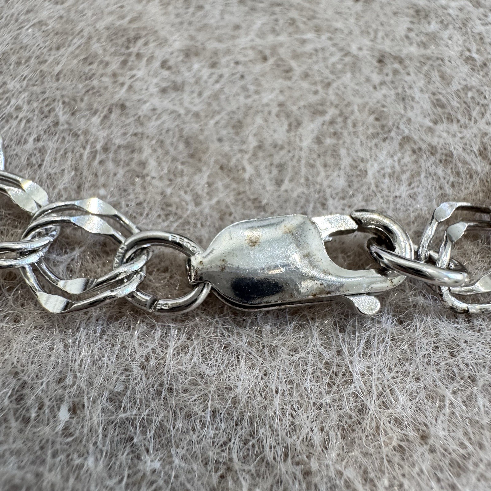 Vintage Sterling Silver Double Link Chain Bracelet Charm Jewelry 7.625 inch