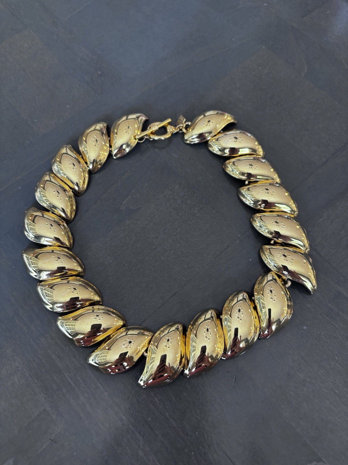 Vintage Gold Tone, Chunky, Anne Klein Statement Necklace. Perfect! Shiny!