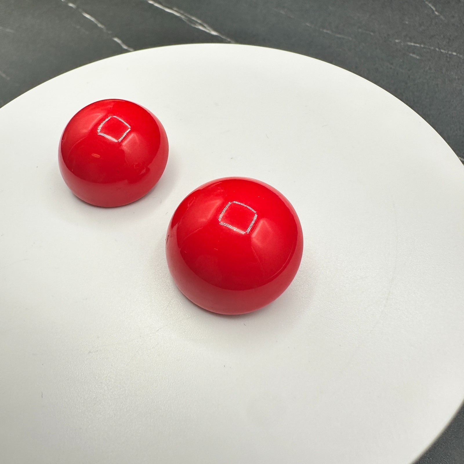 Vintage 90s Red Dome Earrings Boho Retro Women’s Classic Fashion Jewelry