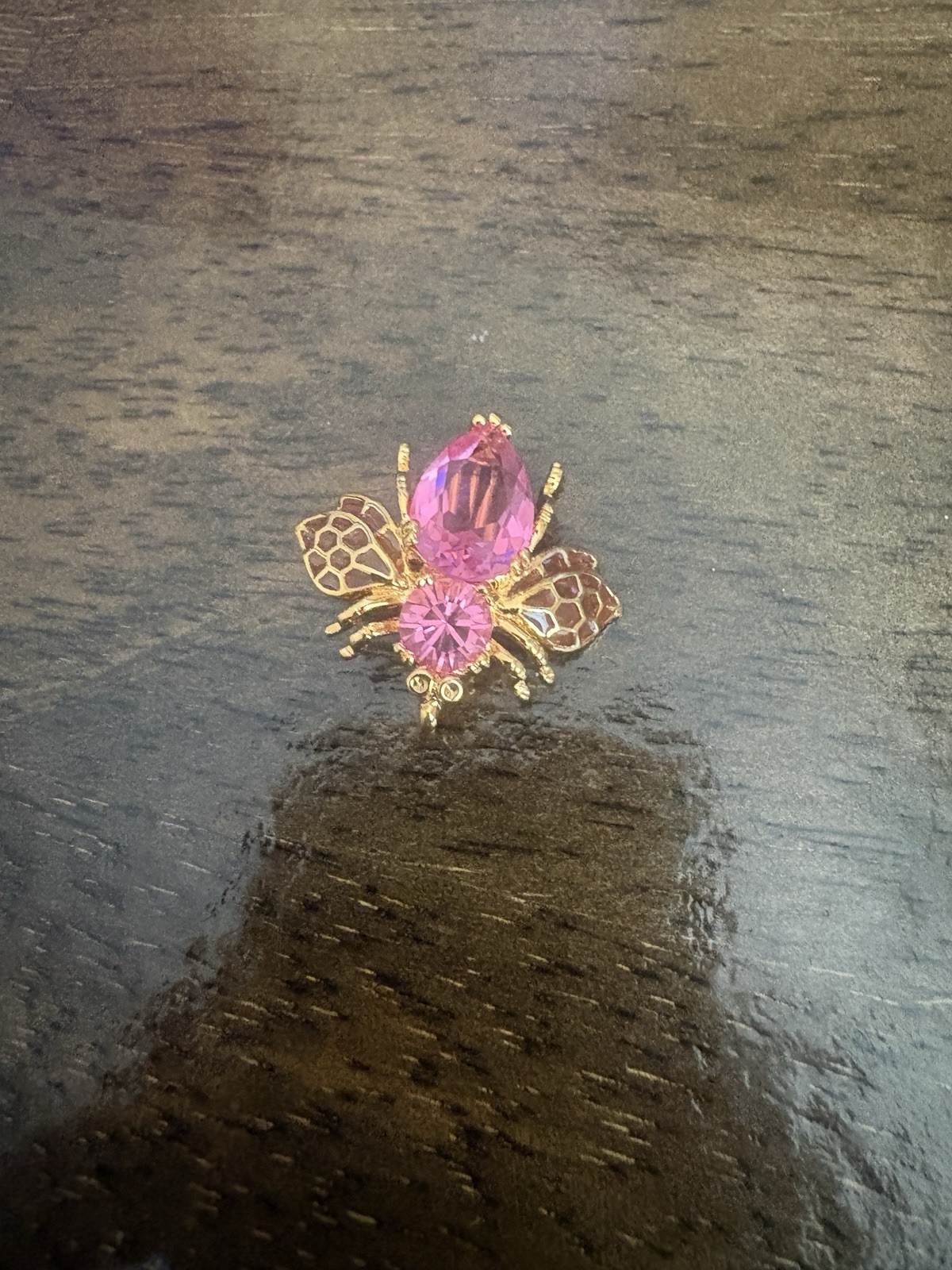 Joan Rivers Pink Crystal Hope Bee Pendant Brooch Swarovski Crystal Breast Cancer