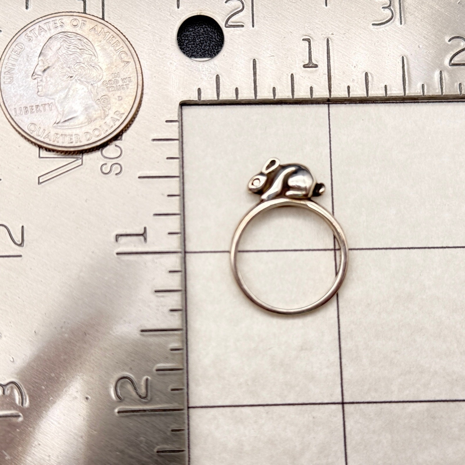 Vintage James Avery Rabbit Bunny Sterling Silver Ring Size 6.75