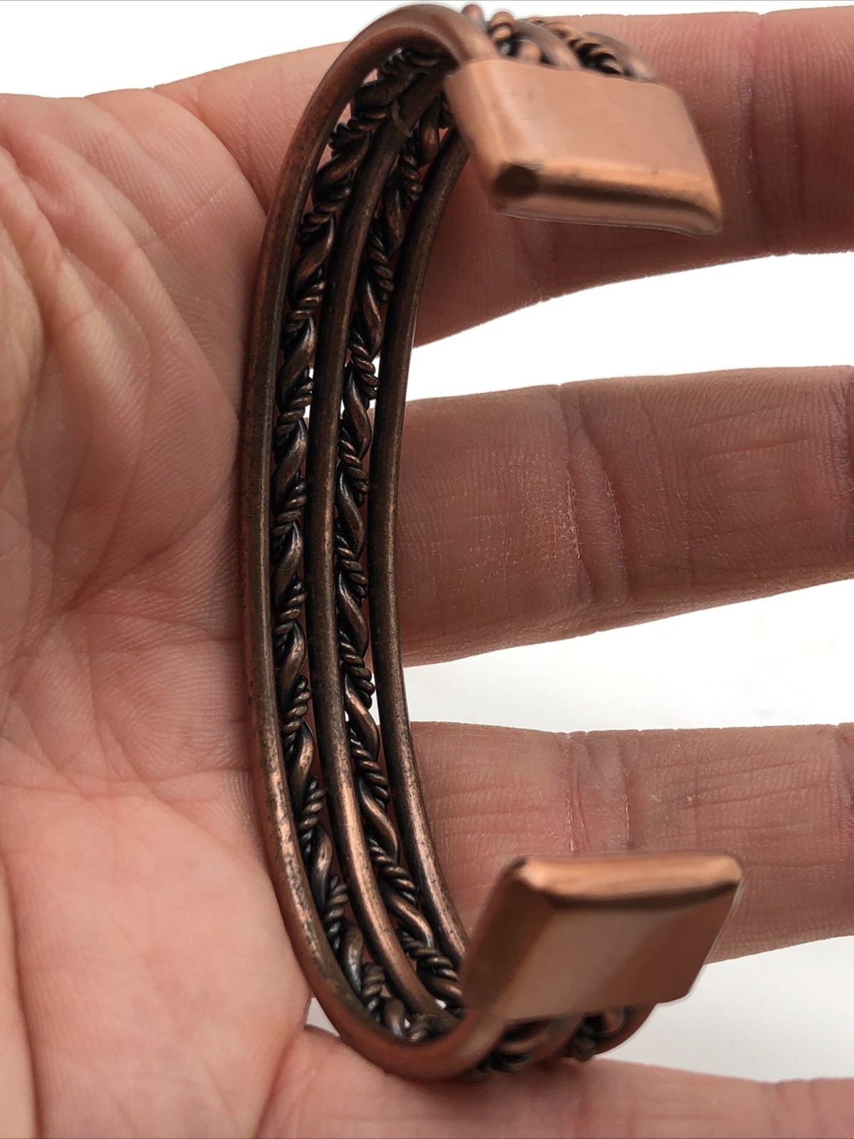 Vintage Copper Braided Rope Chain Cuff Bracelet