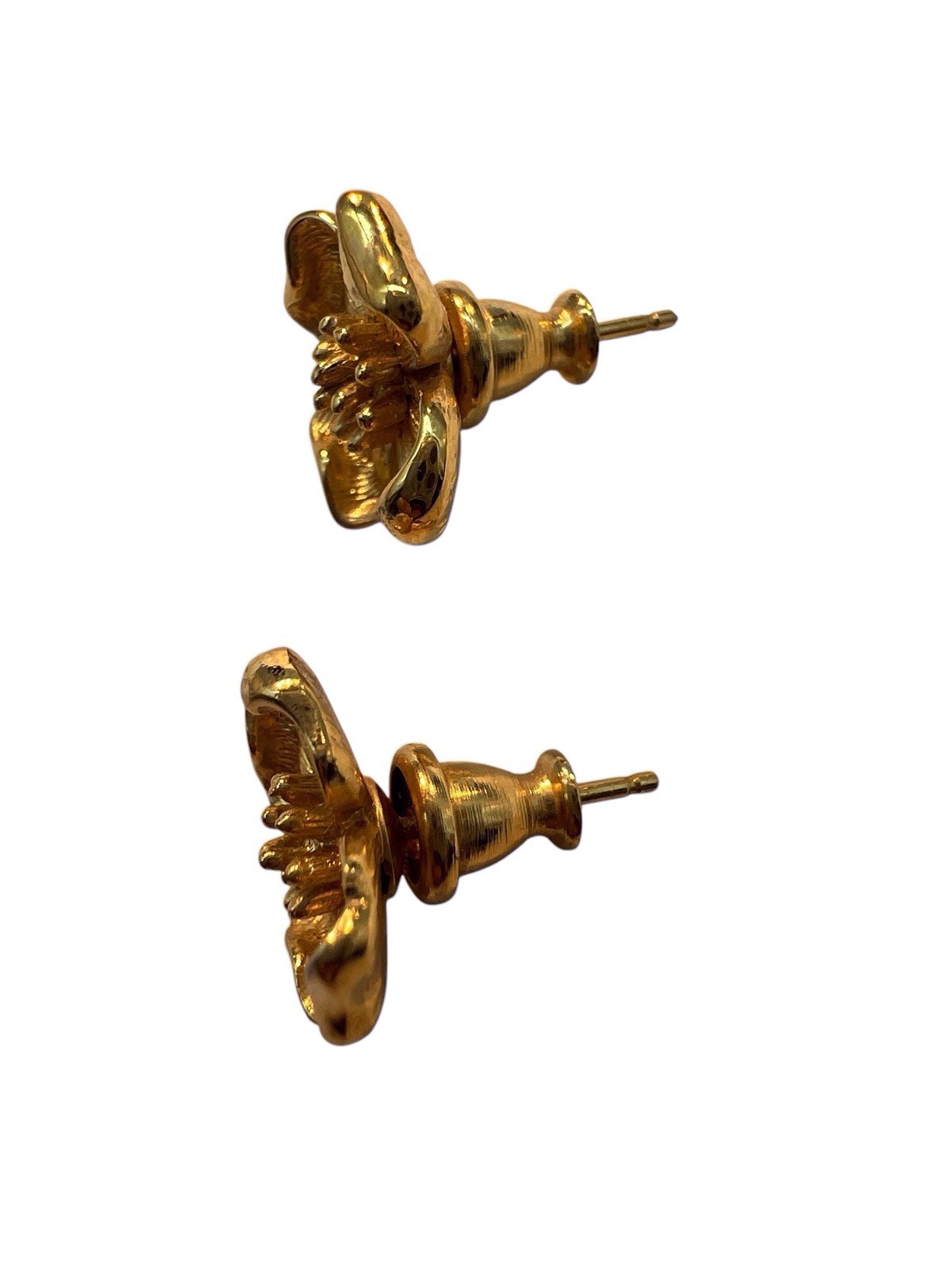 Trifari Dogwood Earrings Flower Pierced Vintage Gold Trifarium Alloy Spring A3