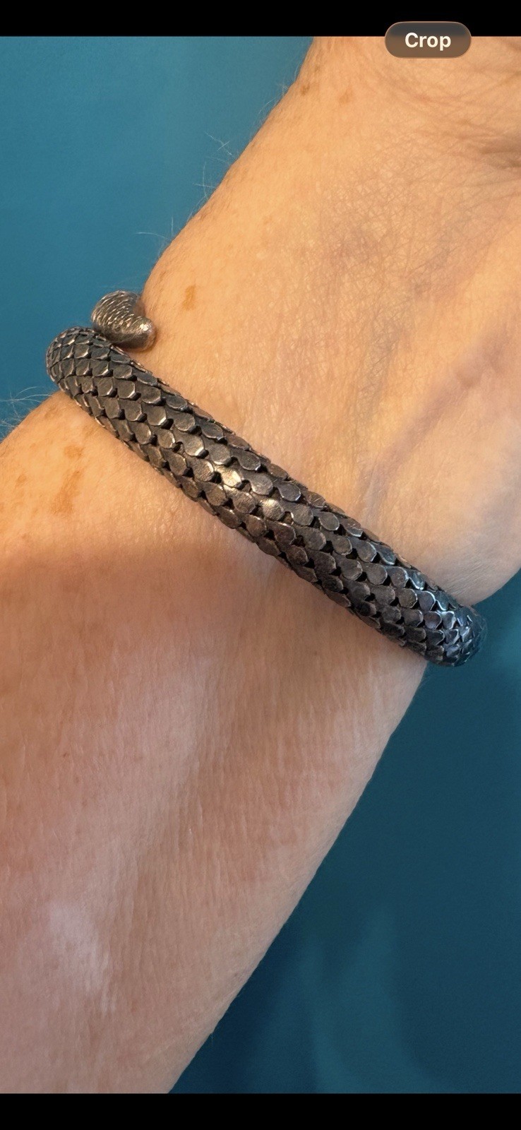 whiting & davis bracelet snake serpent sterling wrap mesh adjusts nice patina