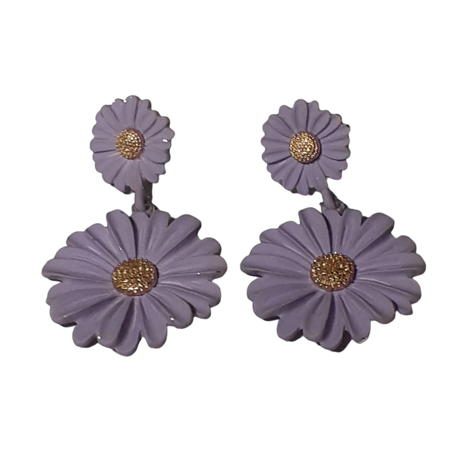 Pierced Earrings Lavender Daisy Dangle Drop Spring Summer Flowers