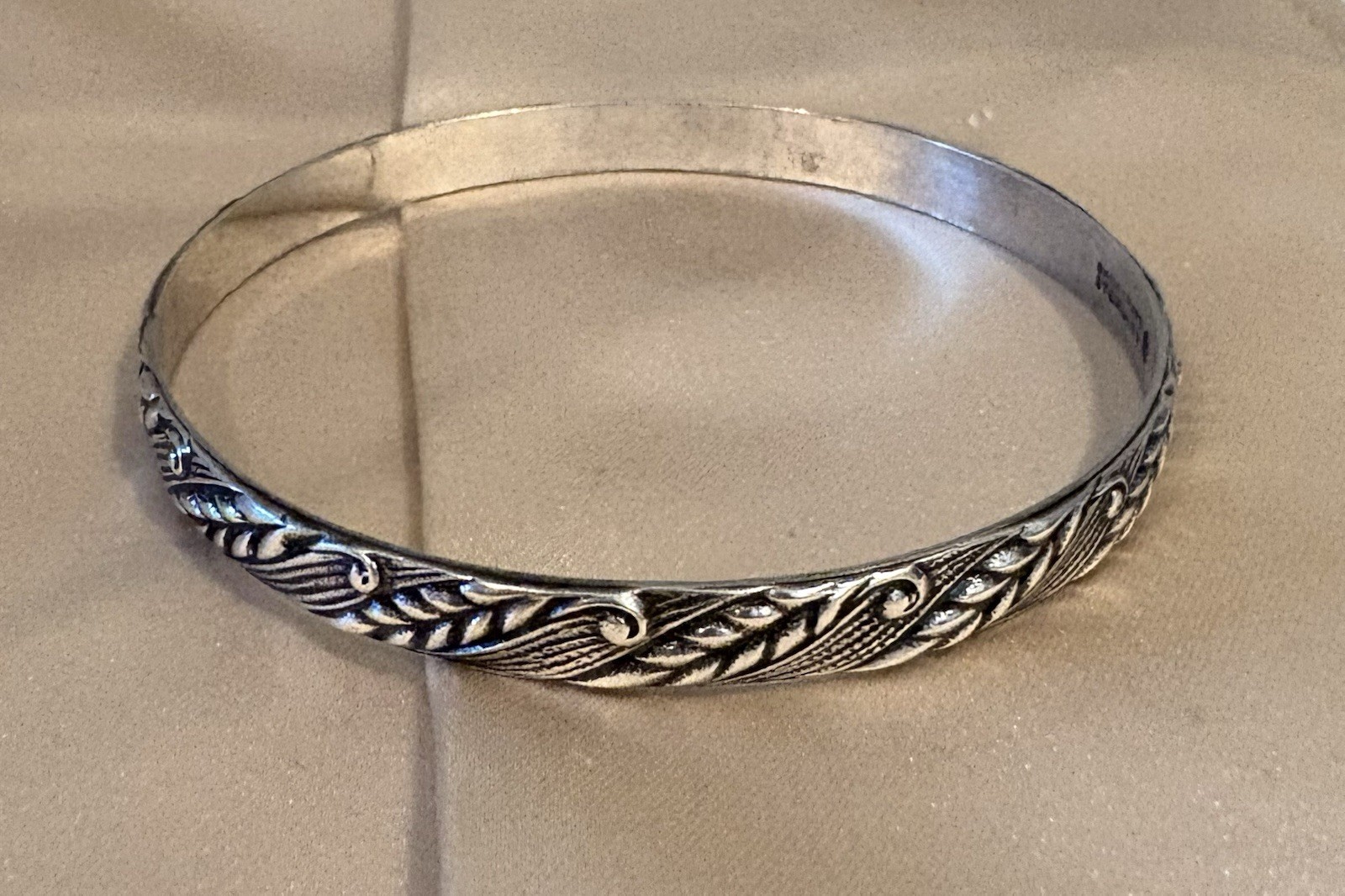 VINTAGE DECO DANECRAFT FO WHEAT STERLING 925 BANGLE BRACELET