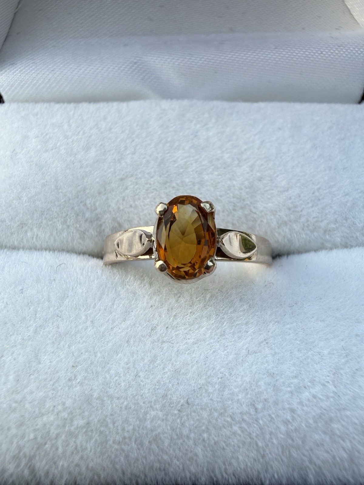 Vintage 14k Rose Gold Madeira 1ct Citrine Oval Solitaire Ring Size 6.25 2.2 Gram