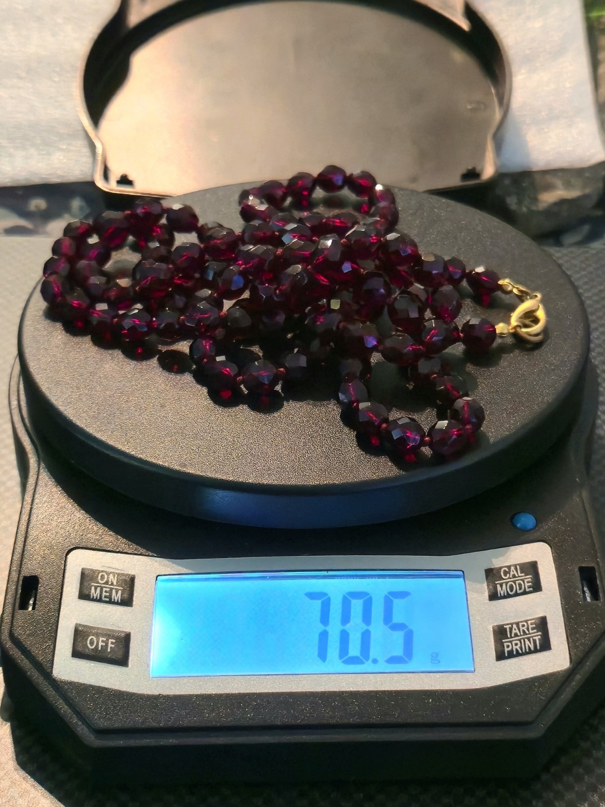Vintage Long Faceted Natural Garnet Bead Necklace Deep Wine Red. 44″