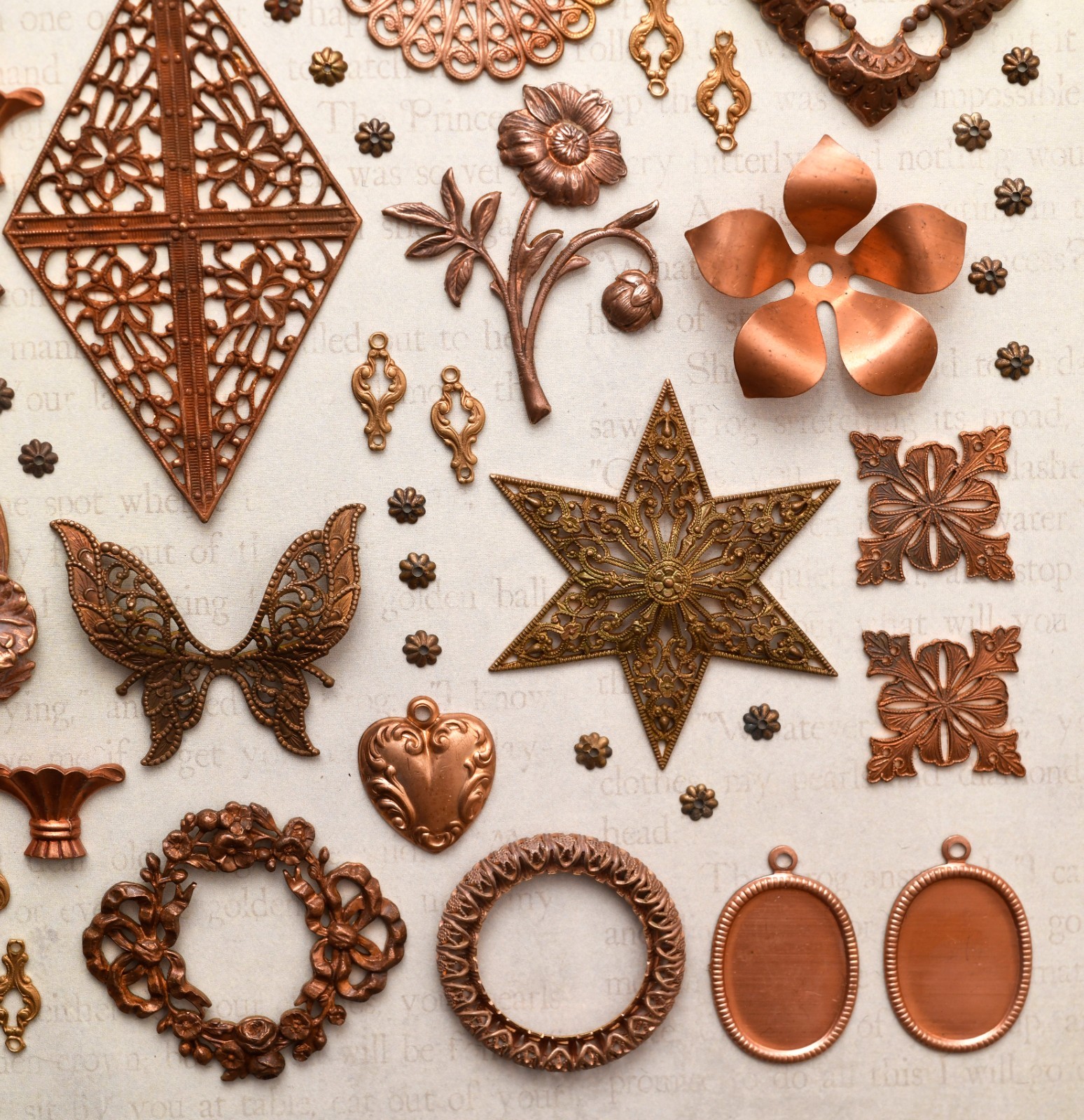 100 Years OLD! Vintage Miriam Haskell Jewelry Brass Stampings Brooch Parts Lot
