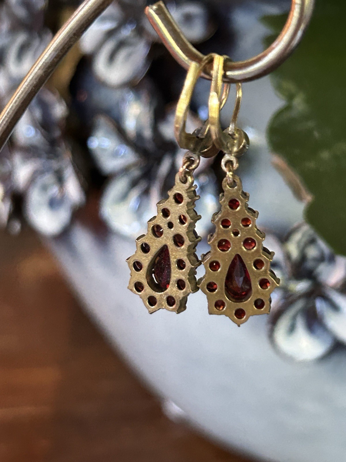 Antique Edwardian Garnet Earrings Gorgeous Deep Rdd