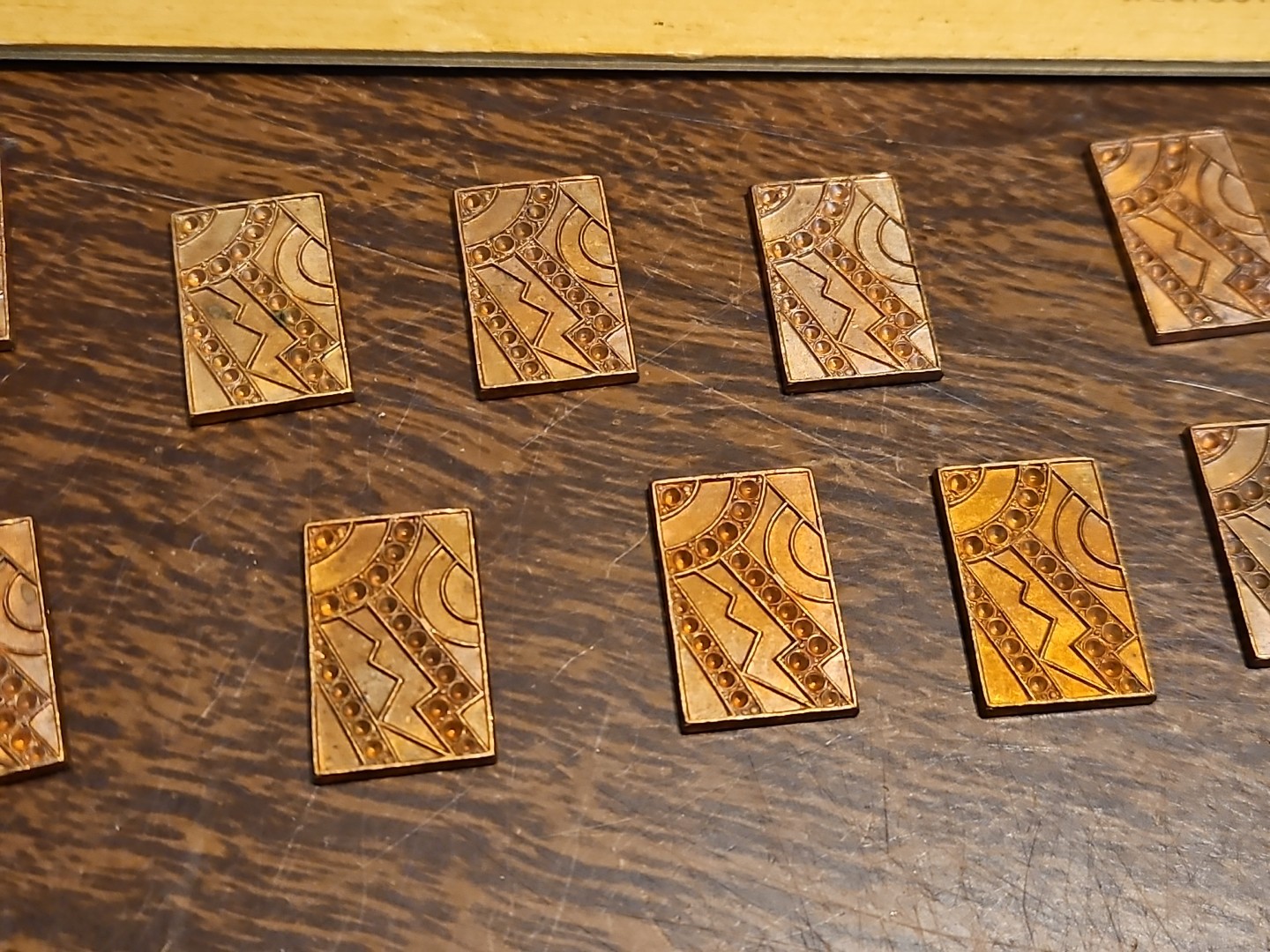 Lot Of 10 Studded Rectangle France Vintage 60s Brass Stampings Findings Jewelry