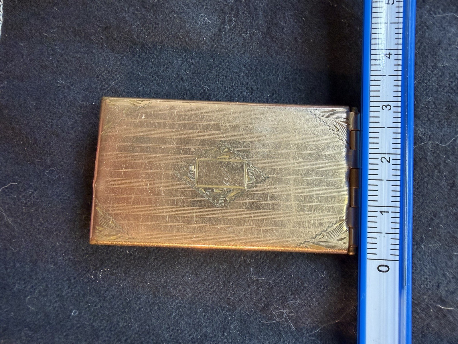 Antique Art Deco Gold Filled Triple Photo Locket Pendant Engraved Keepsake