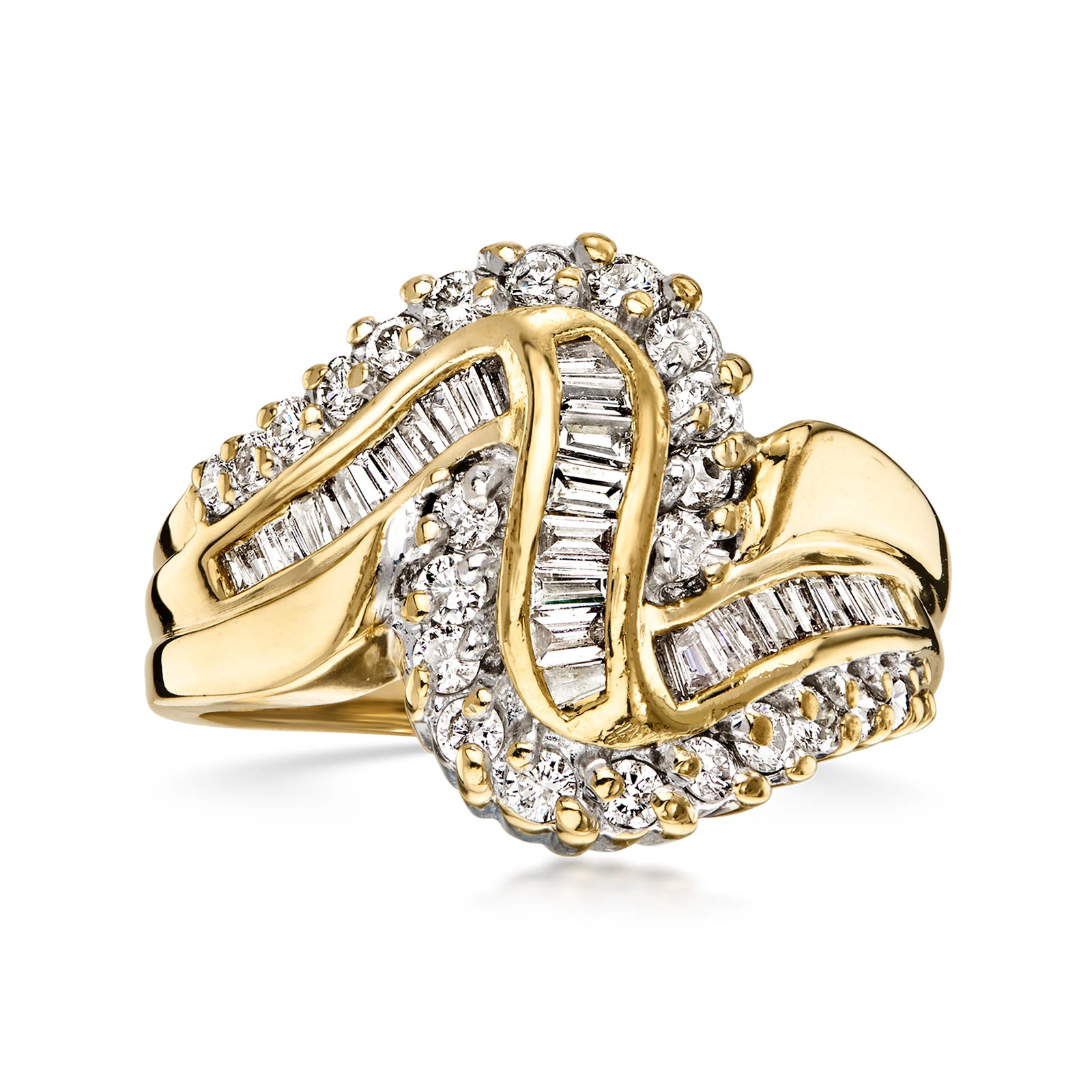 Vintage 1.00 ct. t.w. Diamond Swirl Ring in 14kt Yellow Gold. Size 7.5