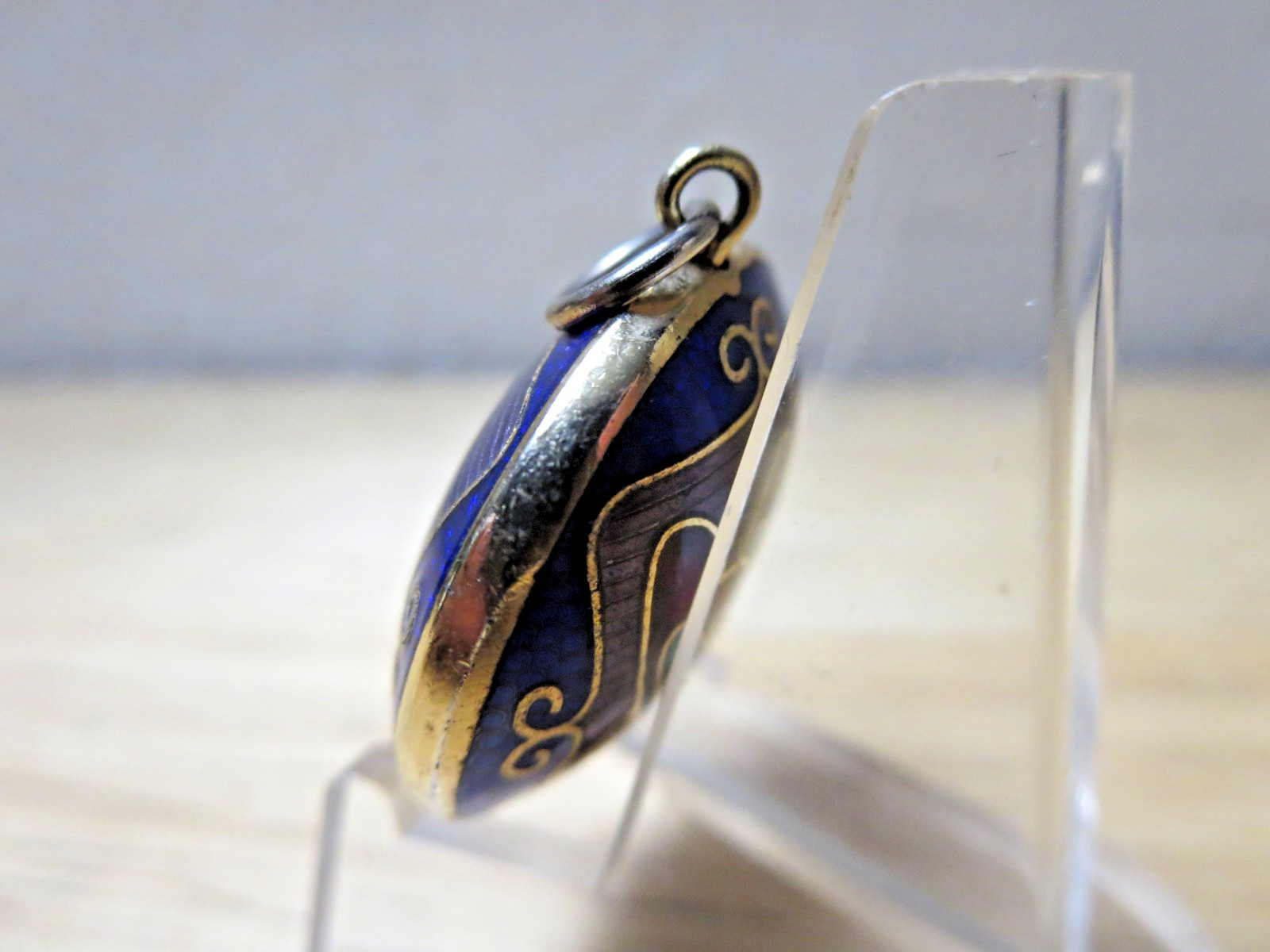 Vintage Cloisonne Flower & Butterfly Superb Pendants Gold Fill Lining Enamel GT