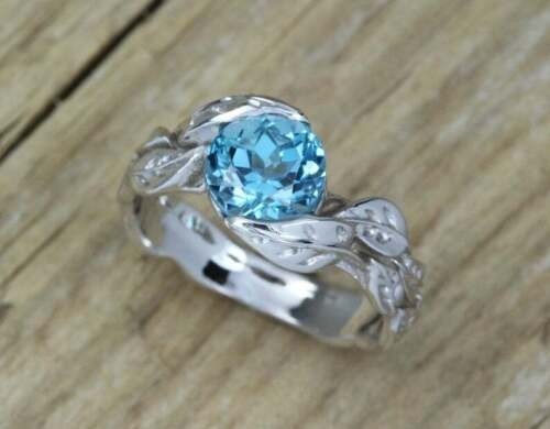 Art Deco 2.10 Ct Aquamarine Antique Vintage Engagement Ring 925 Sterling Silver