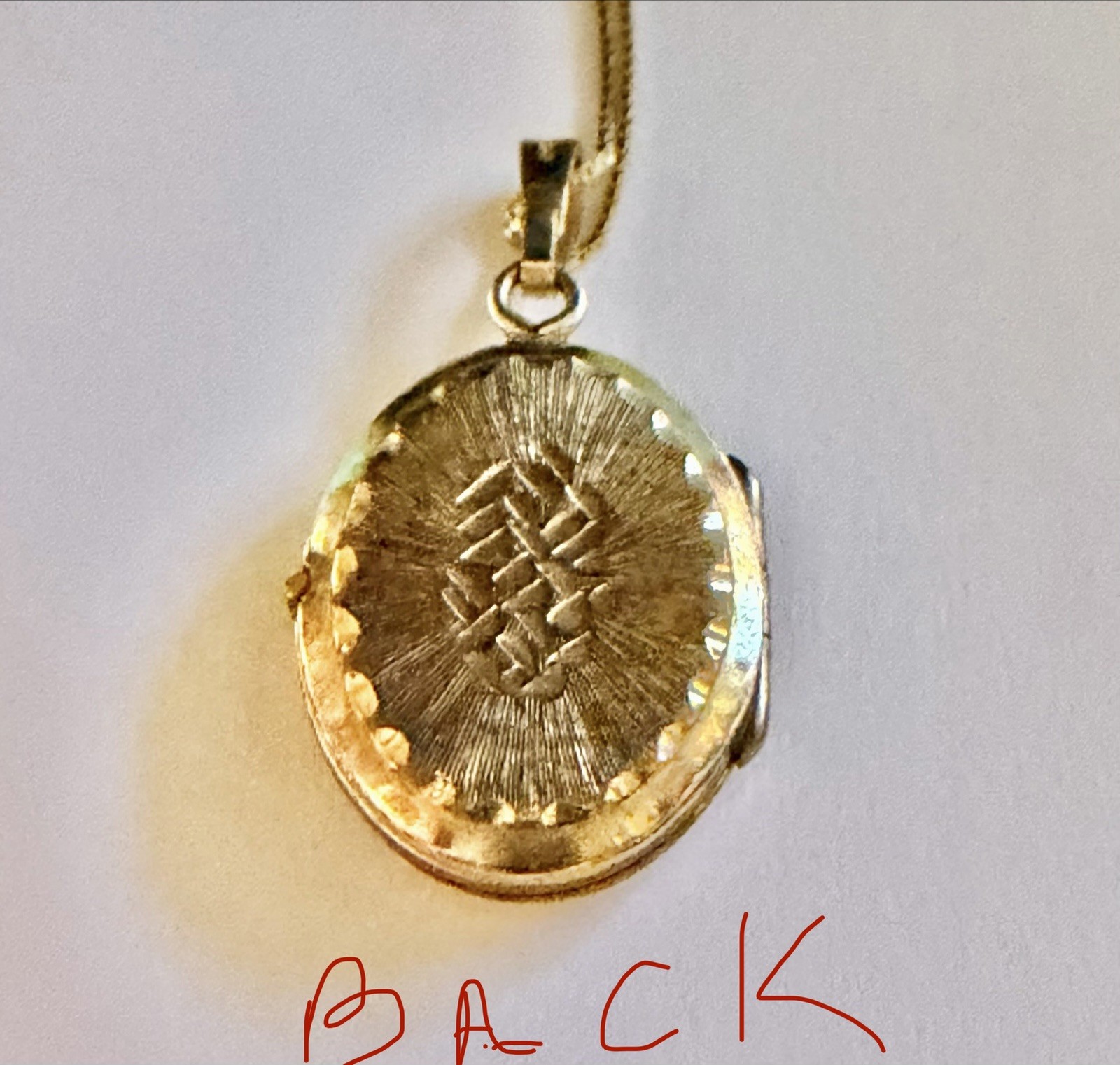 Vintage Rolled Gold Diamond Cut Design Double Oval Locket by Andreas Daub 18”