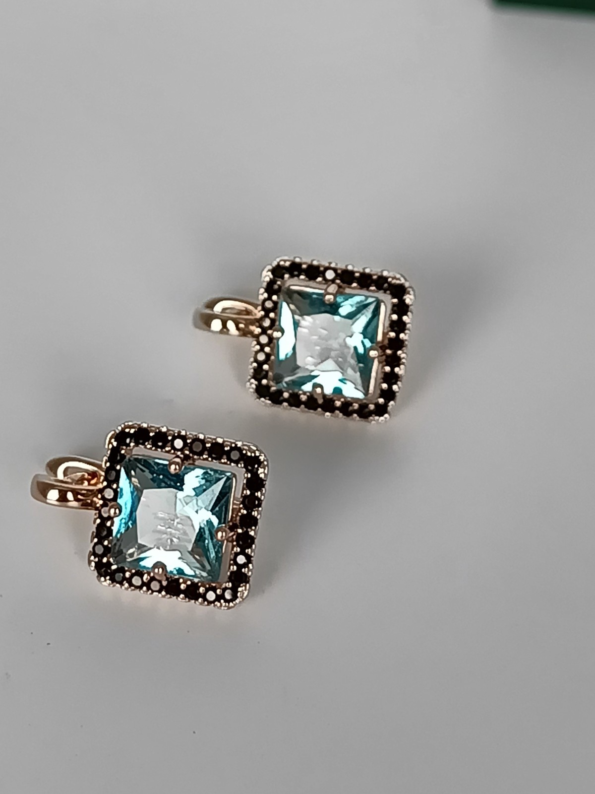 Vintage 1990-s 14 Ct Rolled Gold Aquamarine Zircons Earrings – Hallmarked 585 RG