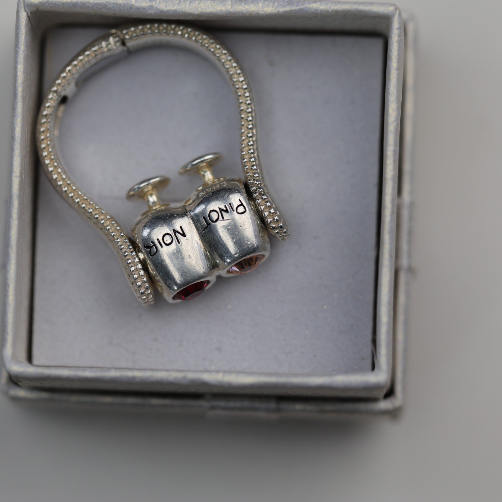 Pinot Noir Wine Glasses with Gemstones Charm Sterling Silver