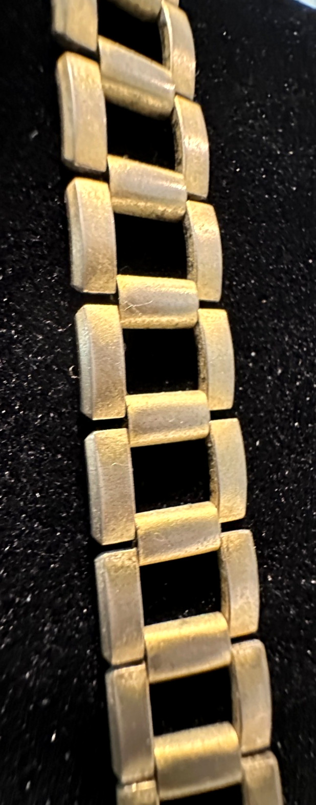 SIGNED Designer EDLEE 70’s Modernist Necklace 30” Gold-tone