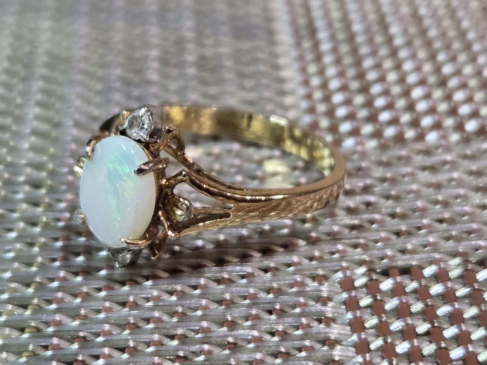 Vintage Opal Estate Jewelry Ring Yellow Gold 10k ST