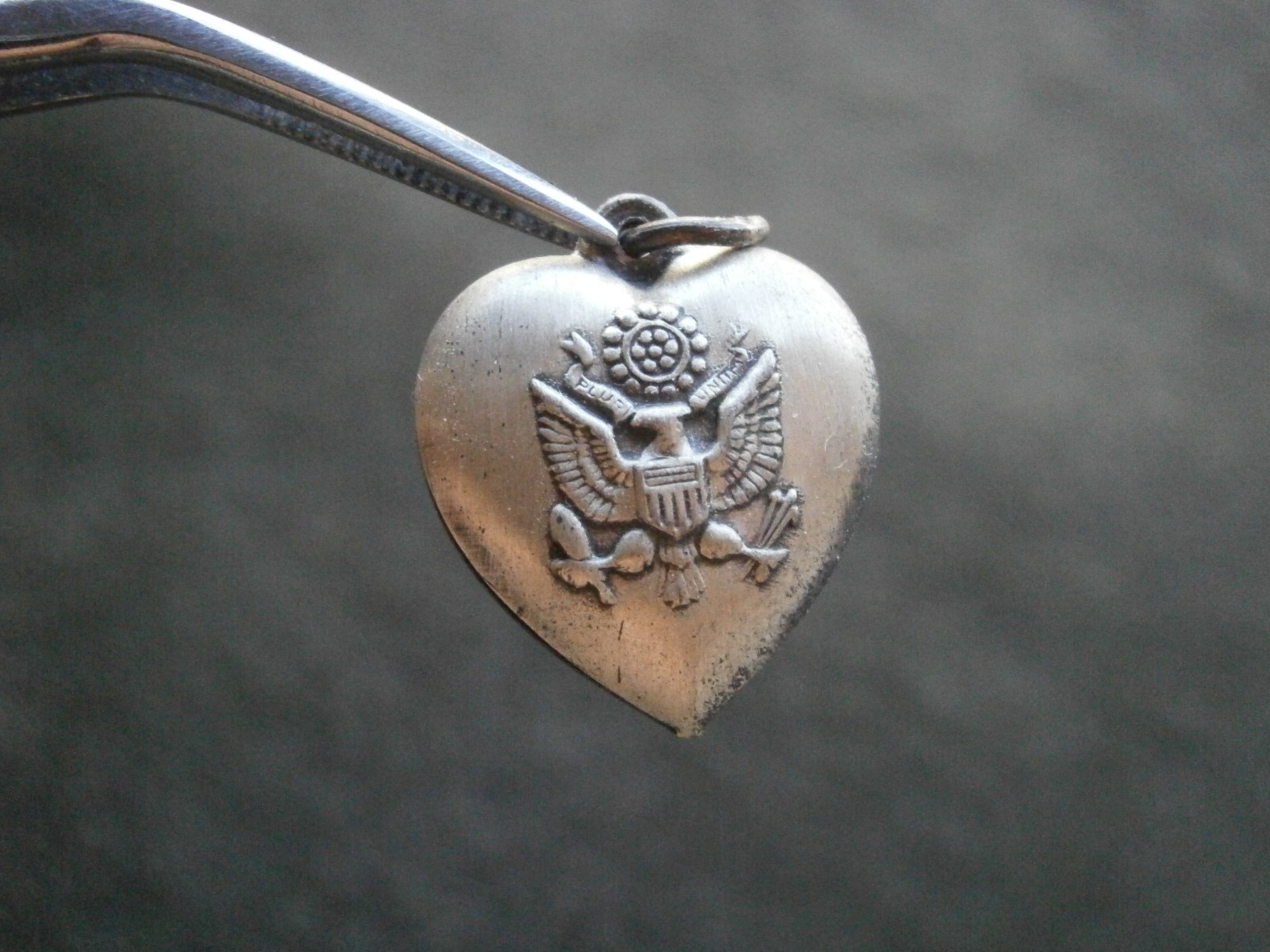 United States Army Seal Vtg Brushed Puffed Sterling Silver Charm Pendant 1.1g
