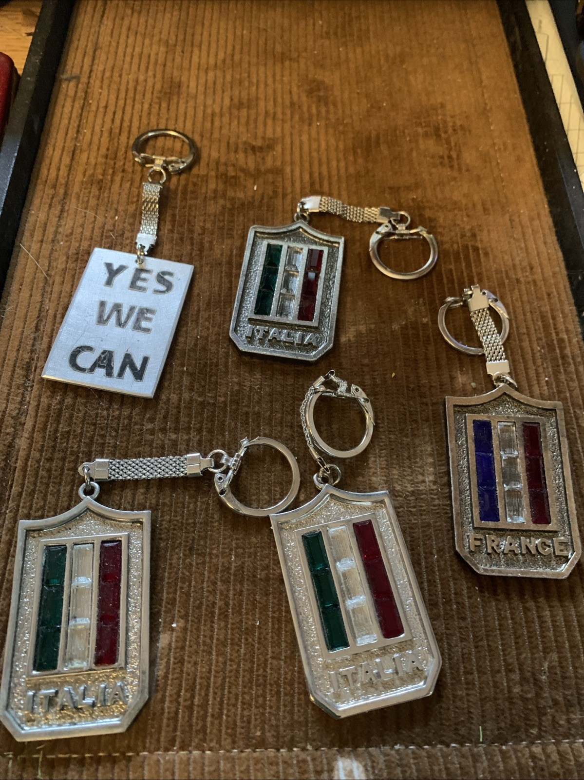 Vintage Attic Jewelry Find 5 Key Chains Italy France Other Unused