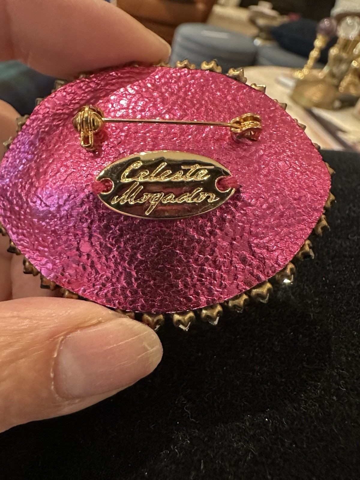 Celeste Mogador/ Bisou Vole/Stolen kiss brooch/French pin/Silk hand embroidered