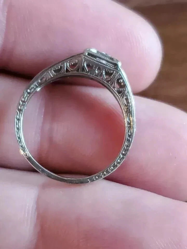 2.5CtArt Deco Style Round Lab Created Diamond Engagement 14K White Gold FN Ring