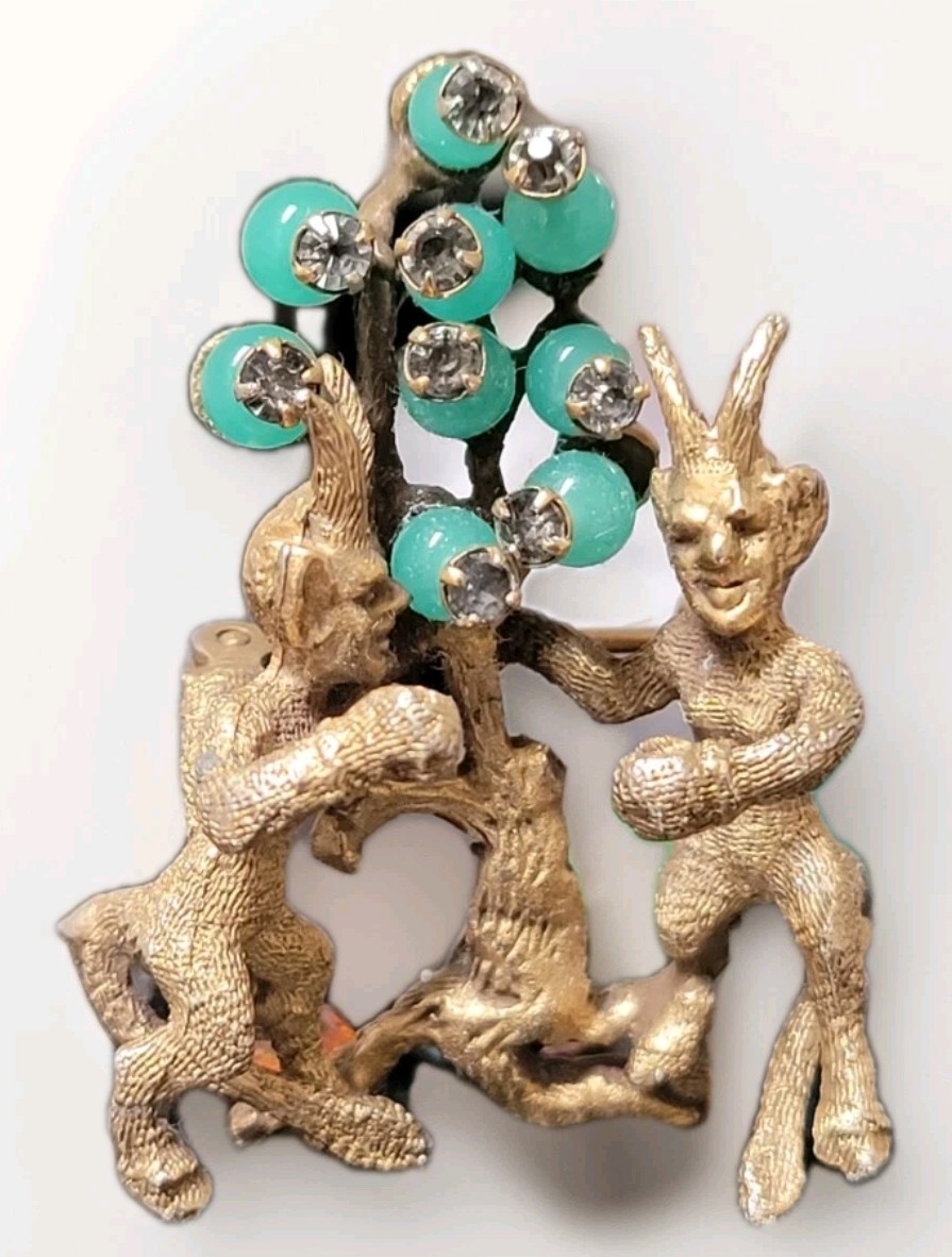 Antique Rare De Nicola Mystical Creature Faux Gem Pendant Brooch