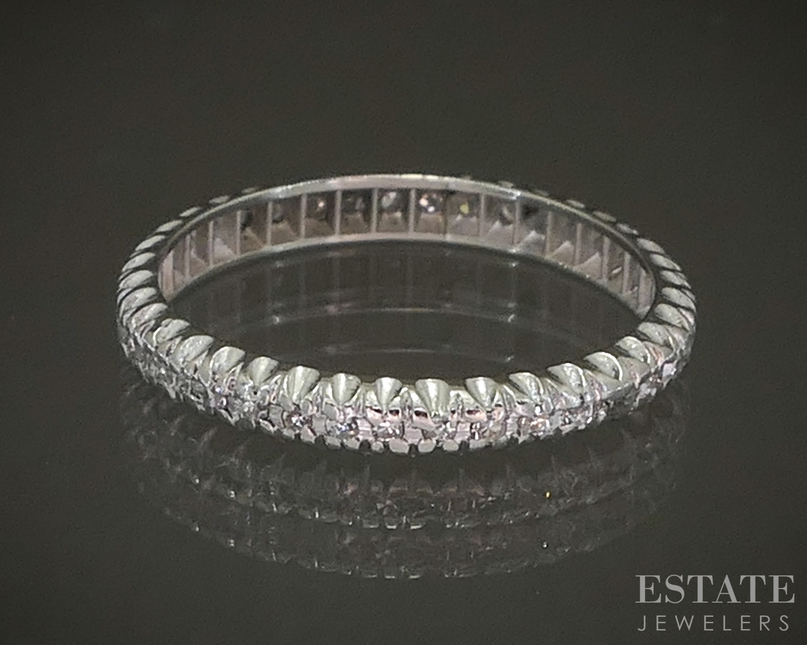 Vintage Platinum Single Cut Natural .16ctw Diamond Eternity Band 1.8g p22778