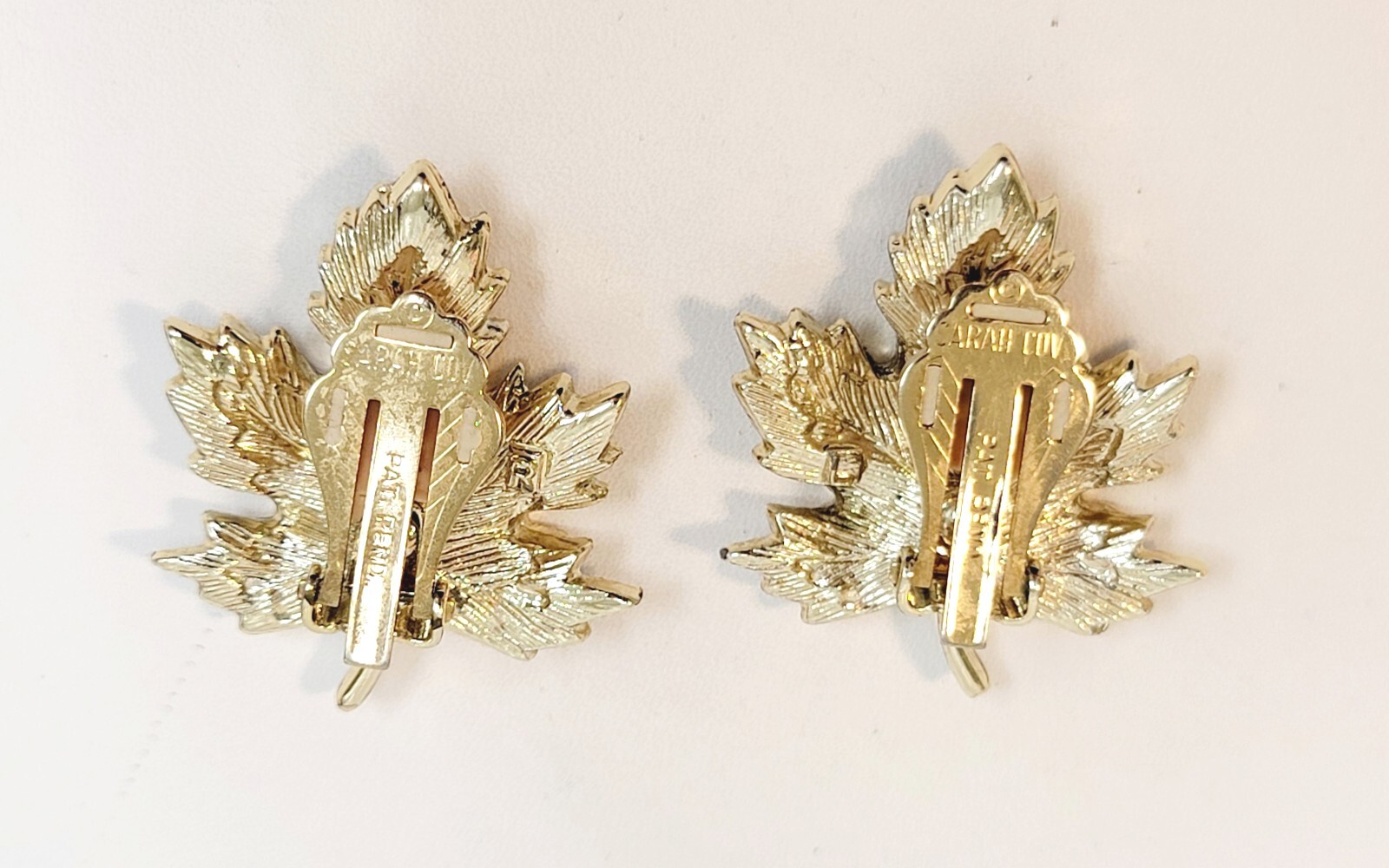 Vintage Sarah Coventry Maple Leaf Earrings Silver Tone & Gold Tone