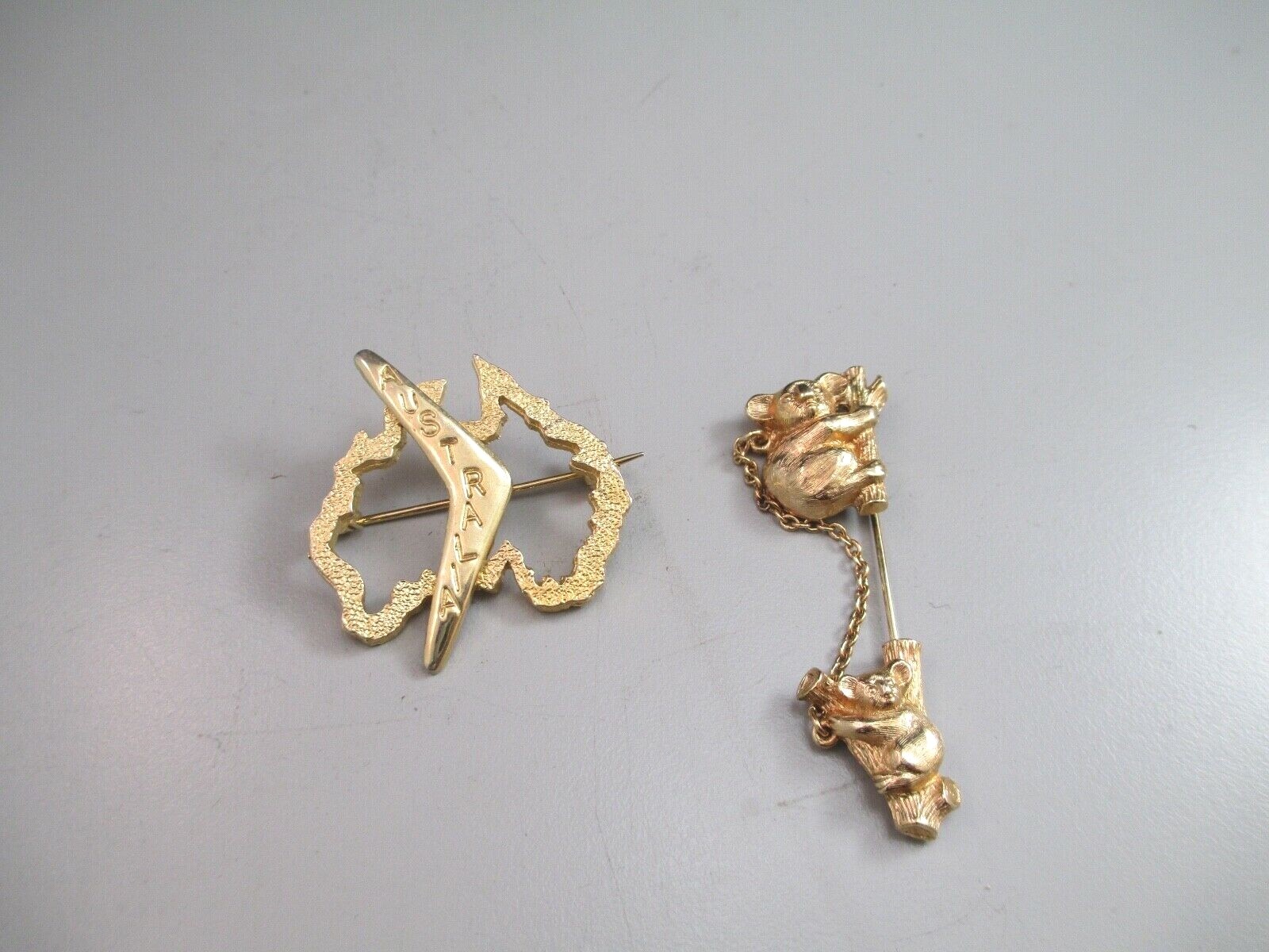 Vintage Australia brooch pin Lot of 2 Koala & Boomerang continent