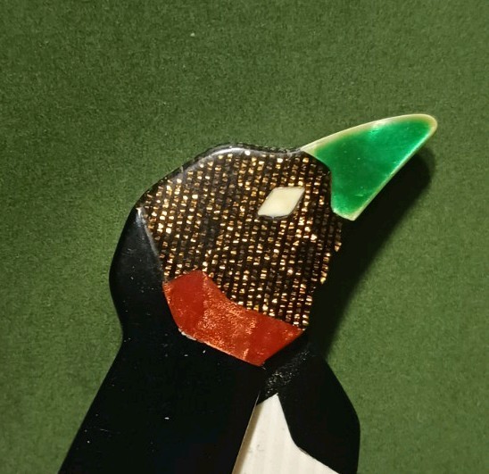 Lea Stein Paris Penguin Brooch Pin Plastic Vintage