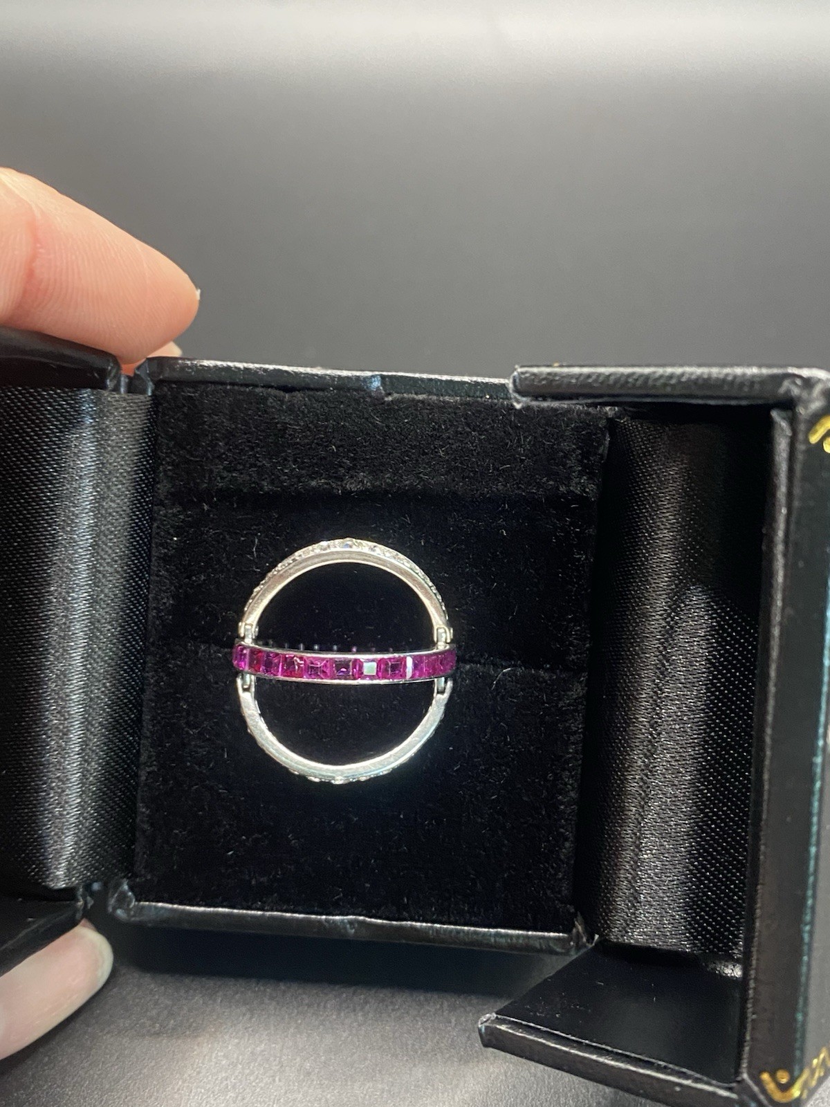 Vintage 1920’s Platinum ,Sapphire, Diamond And Ruby Reversible Art Deco Ring.