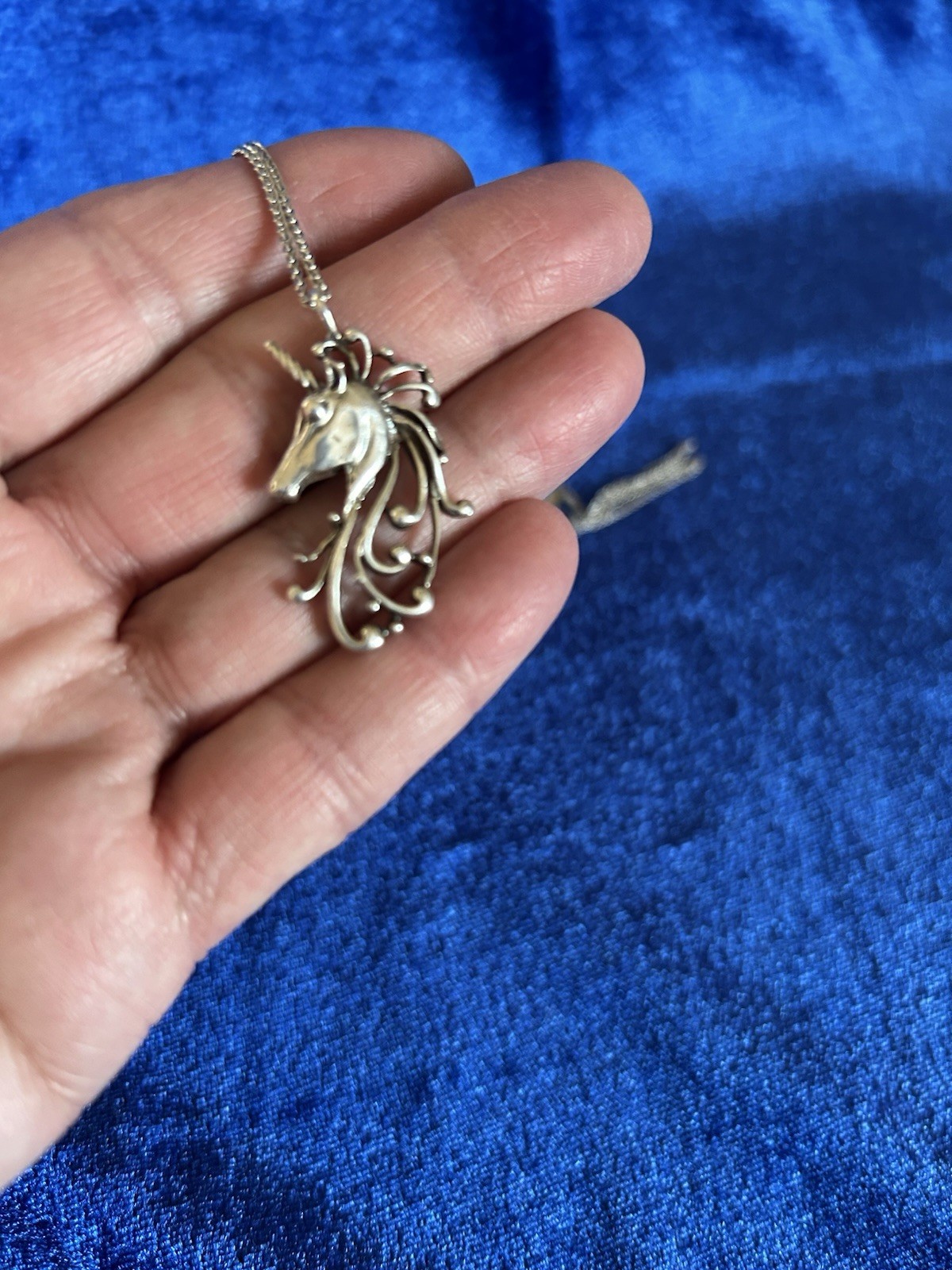 Vintage Sterling Silver Unicorn Pendant Necklace Nice Quality Pretty