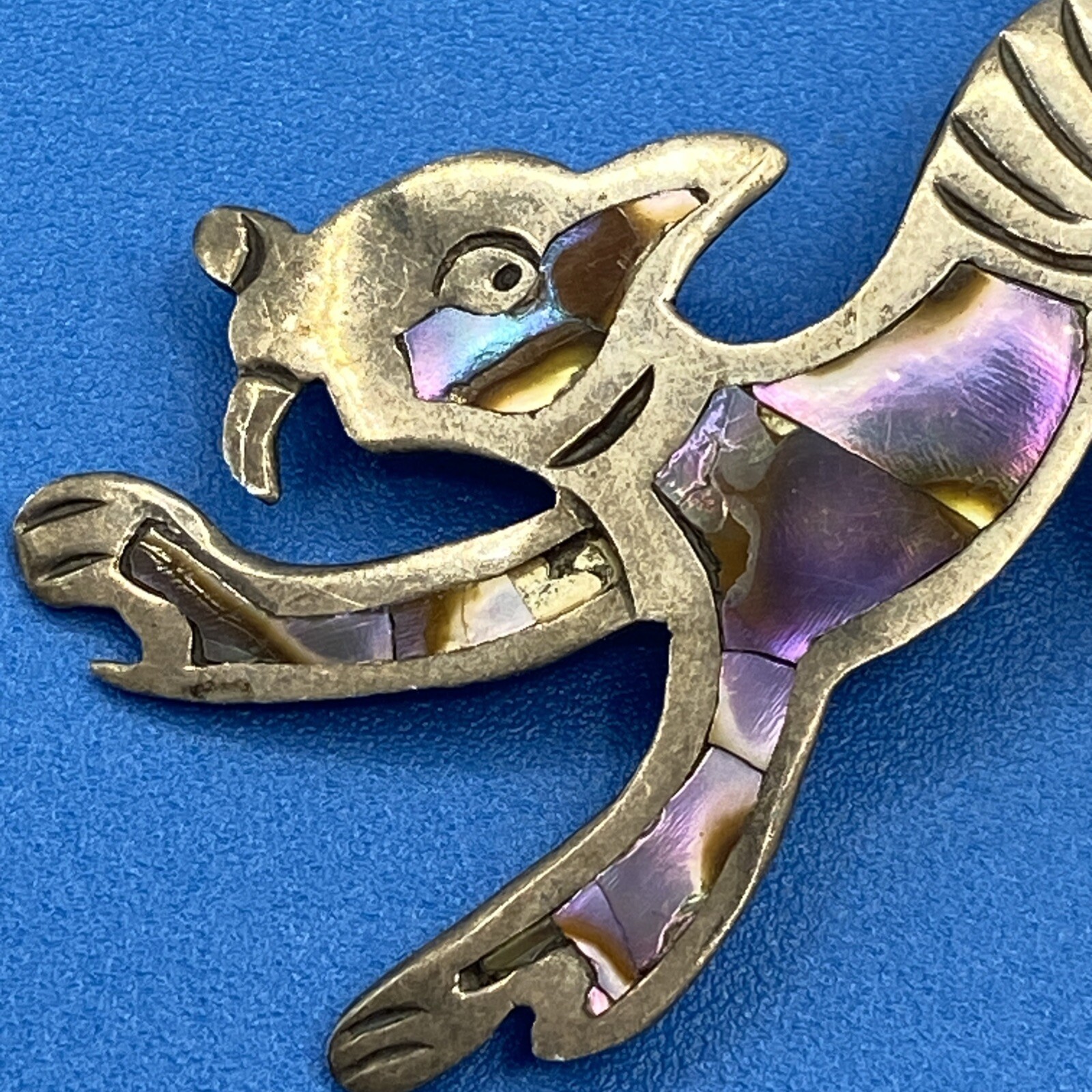 Taxco PIN Brooch vintage unknown creature Abalone unreadable mark