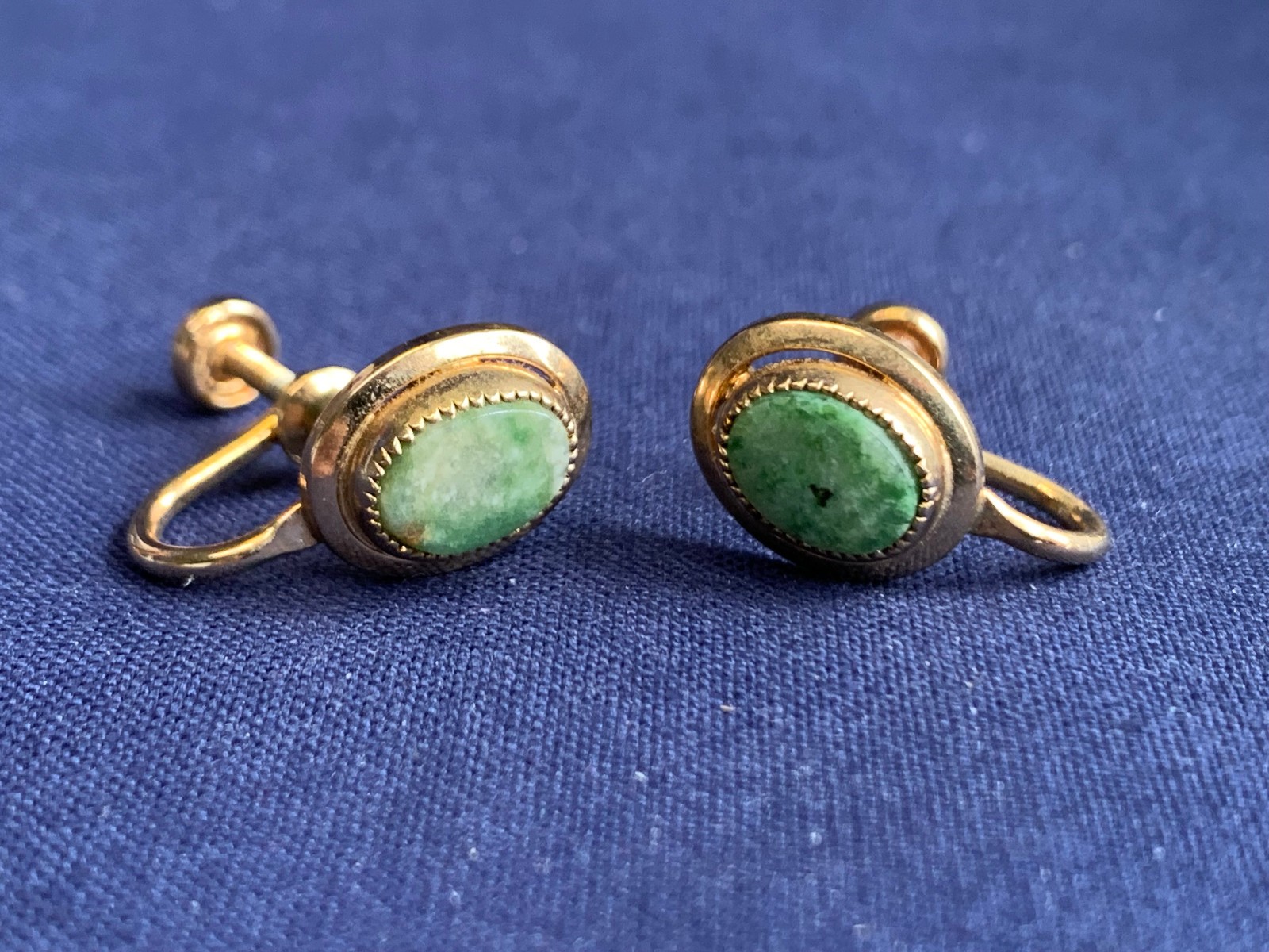 Vtg Gold Filled Sarah Coventry Jewelry Set 12.17g Jadeite Look Stones *READ*